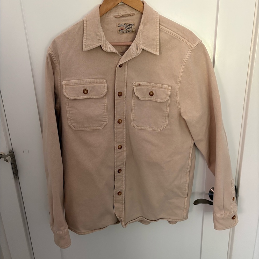 Faherty Men's Large Tan Canvas Shirt / Overshirt